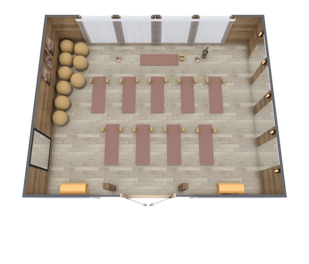 Schönes Yogastudio-Design in Pastellfarben