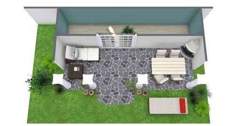 Grundrissidee für ein Hinterhof mit Steinterrasse