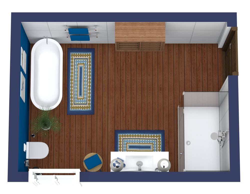 Rechteckiges Hauptbadezimmer im Strandstil