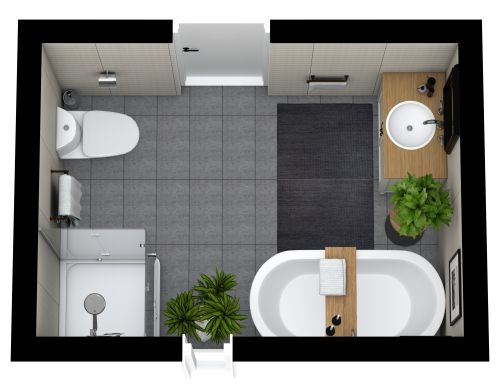 Grundriss für ein mittelgroßes, rechteckiges Badezimmer