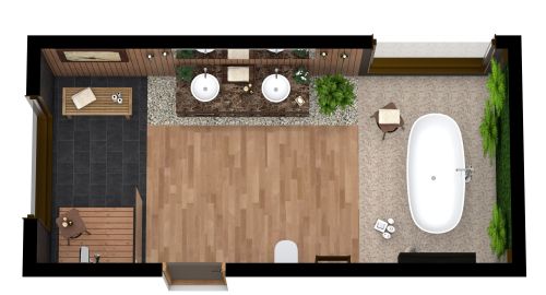 Rechteckiges Badezimmer mit tropischem Dekor