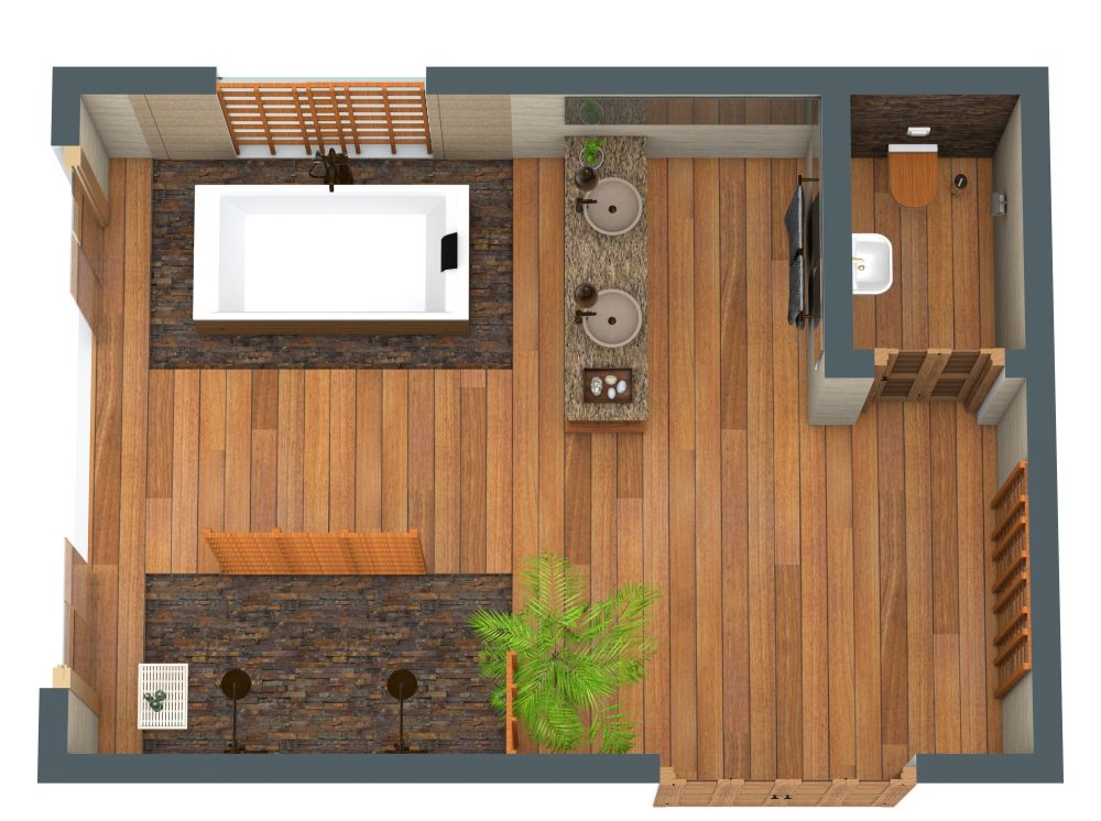 Grundriss für ein Hauptbadezimmer im Zen-Stil