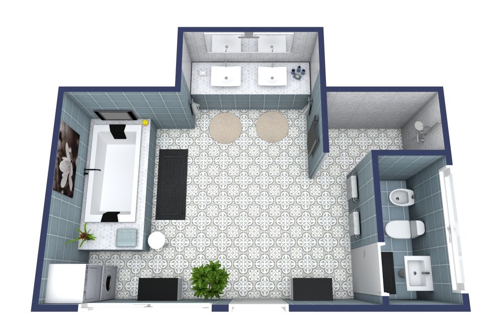 Vollausgestattetes Bad in zeitgenössischem Design