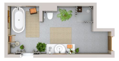 Grundriss für ein Badezimmer im bohemian-chic Stil