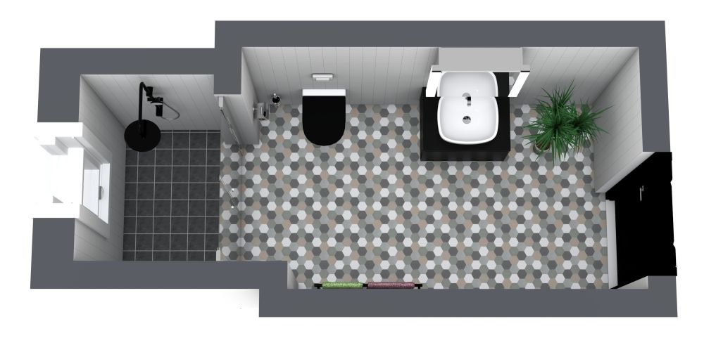 Schmales Badezimmer im industriellen Stil