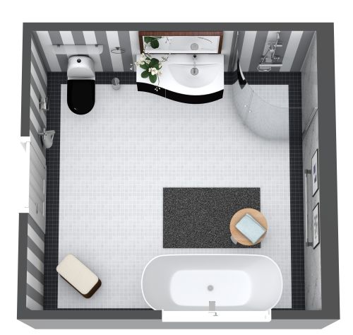 Grundriss für ein Badezimmer mit ovaler Badewanne