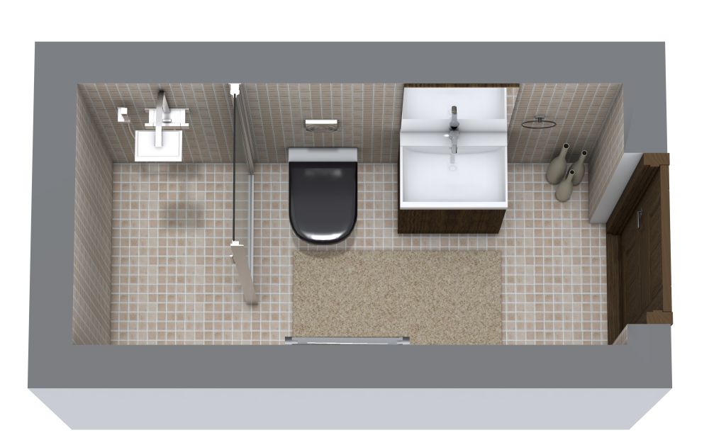 Grundriss für ein schmales rechteckiges Badezimmer