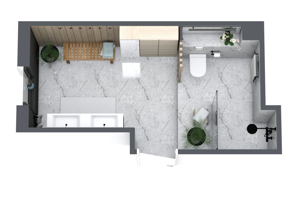 Geräumiges Badezimmer im skandinavischen Stil