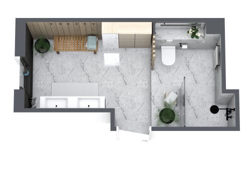 Geräumiges Badezimmer im skandinavischen Stil