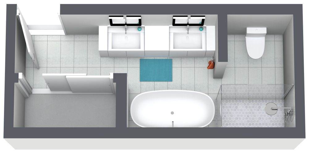 Grundriss für ein modernes rechteckiges Badezimmer