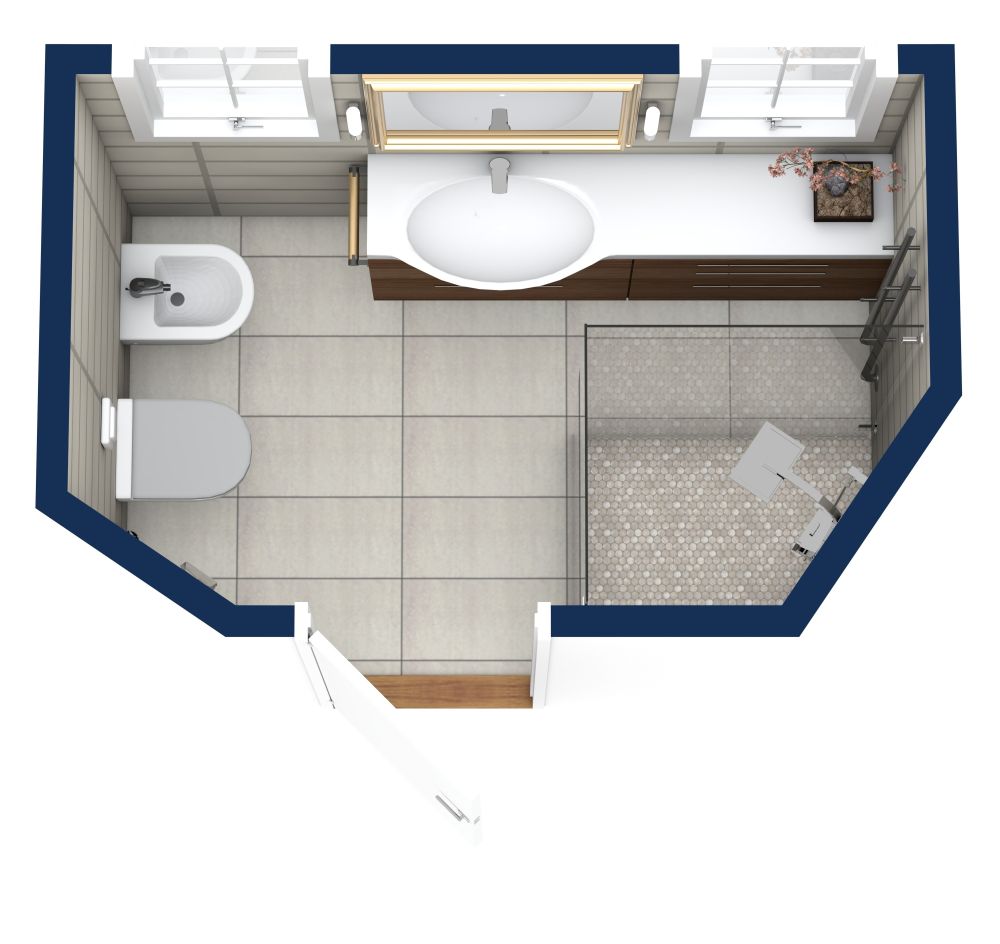 Grundriss für ein kleines klassisches Badezimmer