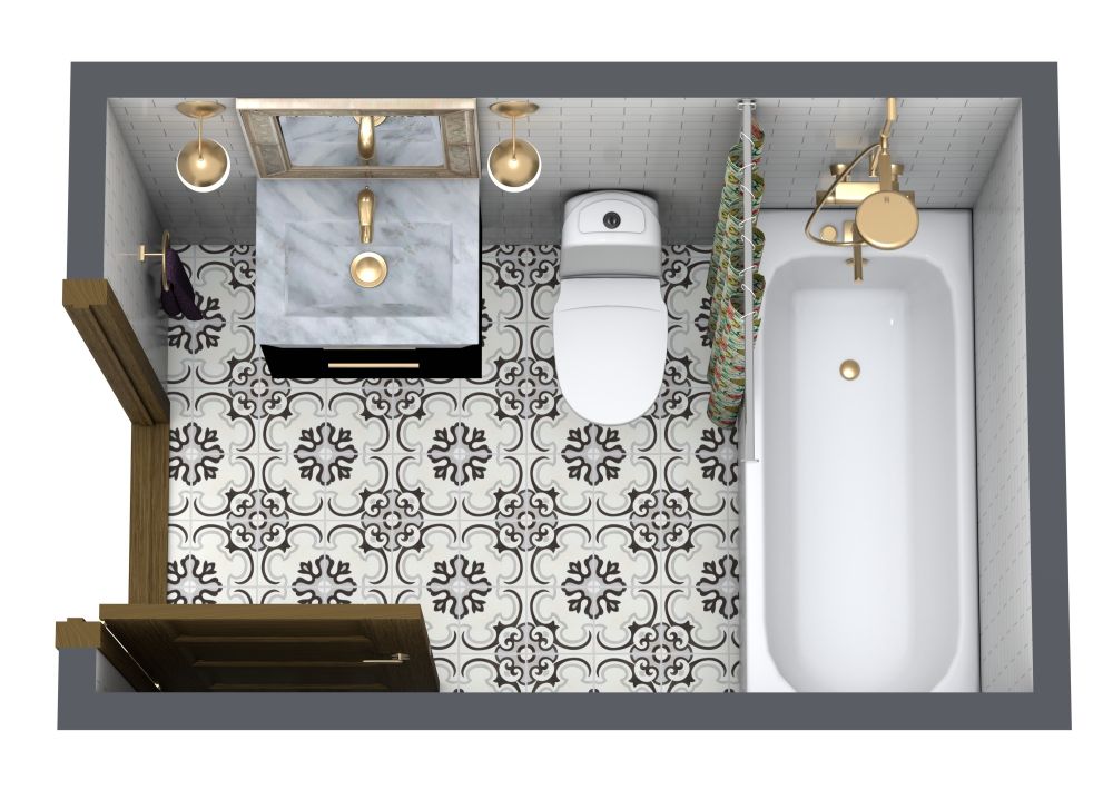 Rechteckiges Badezimmer mit Badewanne