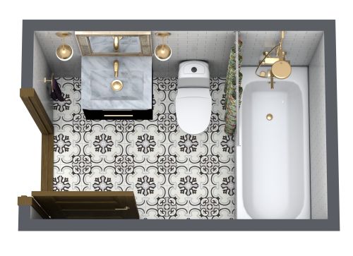 Rechteckiges Badezimmer mit Badewanne