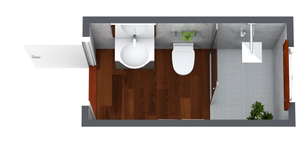 Grundriss für ein kleines rechteckiges Badezimmer