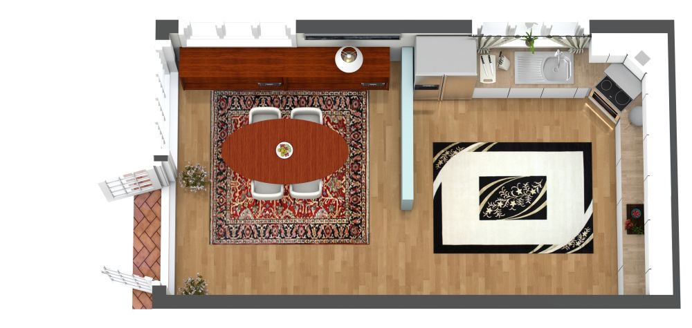 Grundriss für eine L-förmige Küche