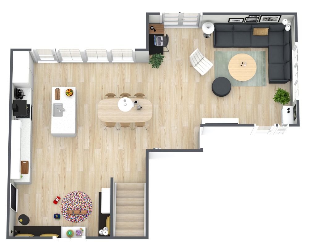 Grundriss für eine zeitgenössische offene Küche