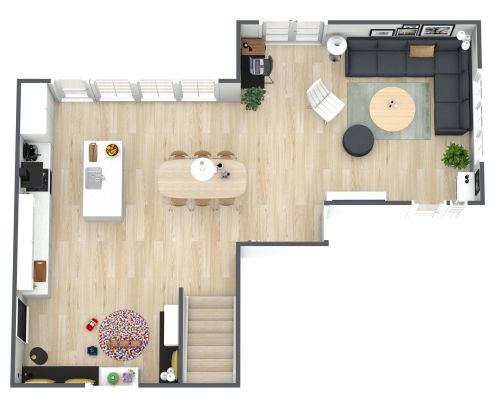 Grundriss für eine zeitgenössische offene Küche