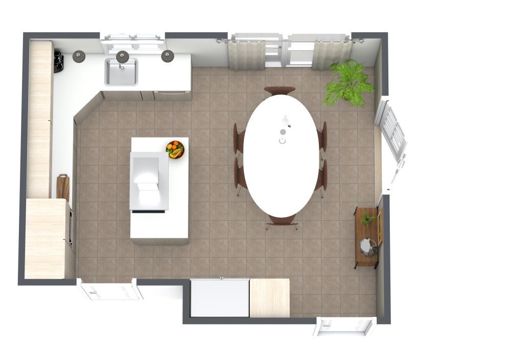 Grundriss für eine Küche mit Insel