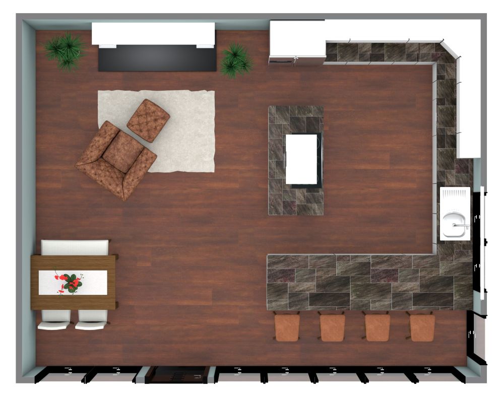 Grundriss für eine U-förmige Küche mit Insel