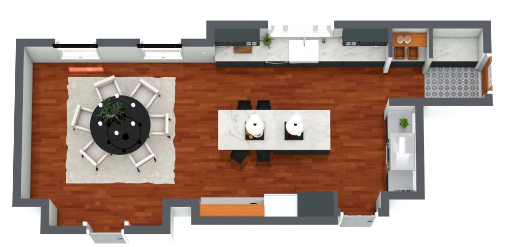 Offener Grundriss für Küche und Esszimmer