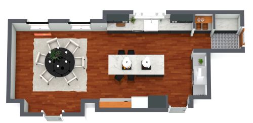 Offener Grundriss für Küche und Esszimmer