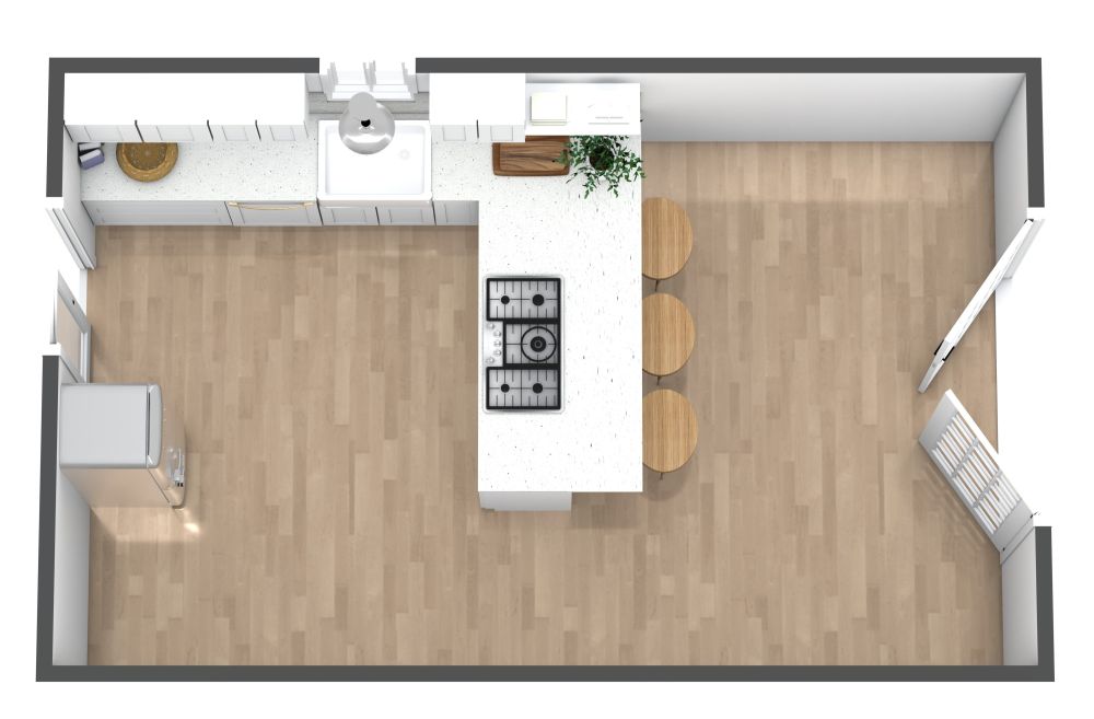 L-förmige Küche mit Halbinsel