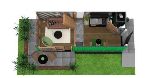 Grundriss für ein Tiny House mit Loft