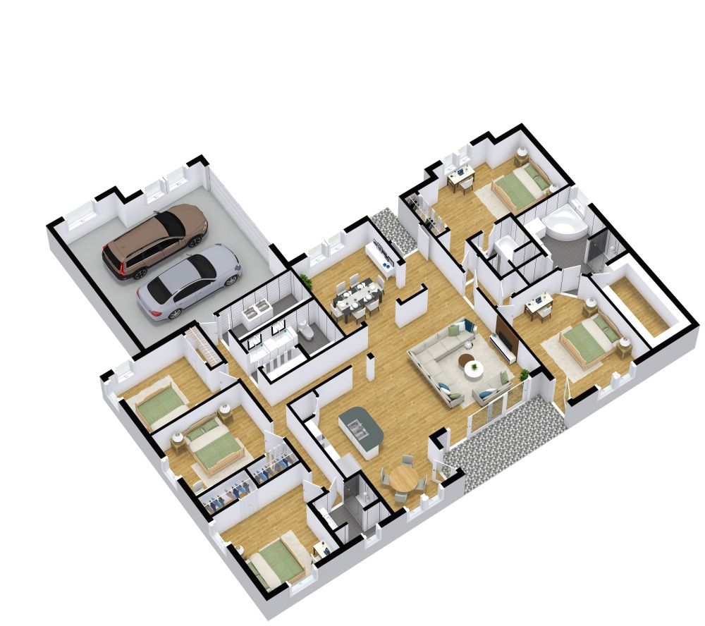 Geräumiger Grundriss für ein Haus mit 5 Schlafzimmern