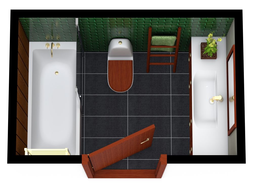 Rechteckiges Badezimmer im Handwerker-Stil