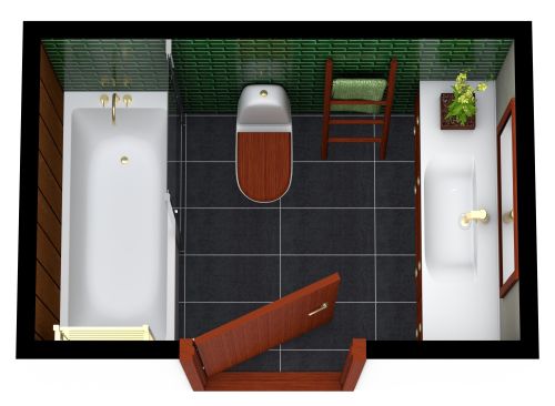 Rechteckiges Badezimmer im Handwerker-Stil