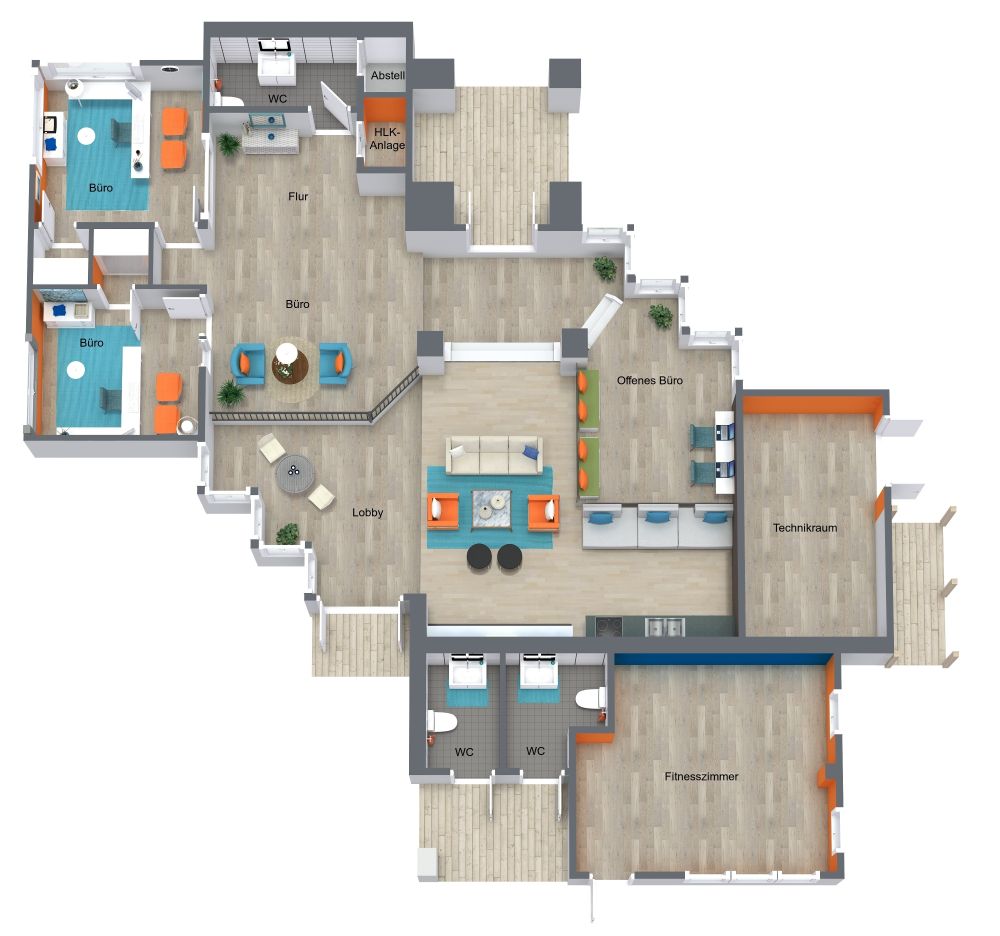 Grundriss für ein modernes Büro