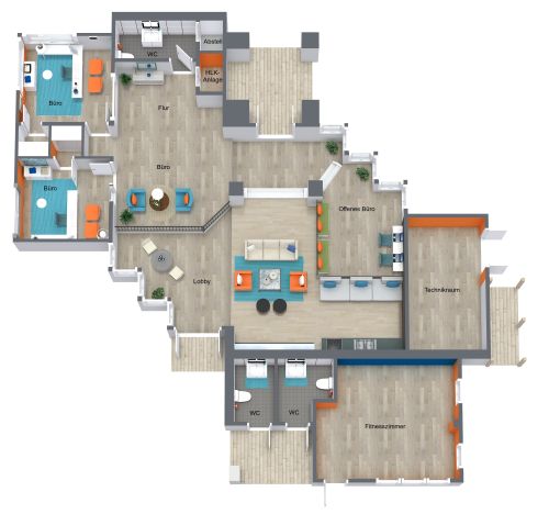Grundriss für ein modernes Büro