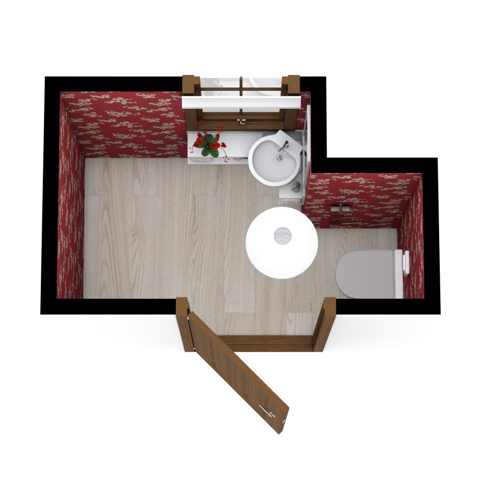 Idee für eine Gästetoilette mit Tapete