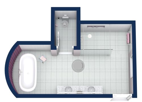 Großes Badezimmer mit freistehender Badewanne