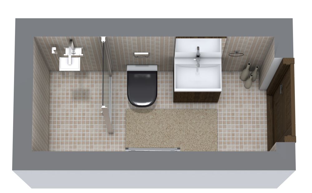 Narrow Modern Rectangular Bathroom Layout