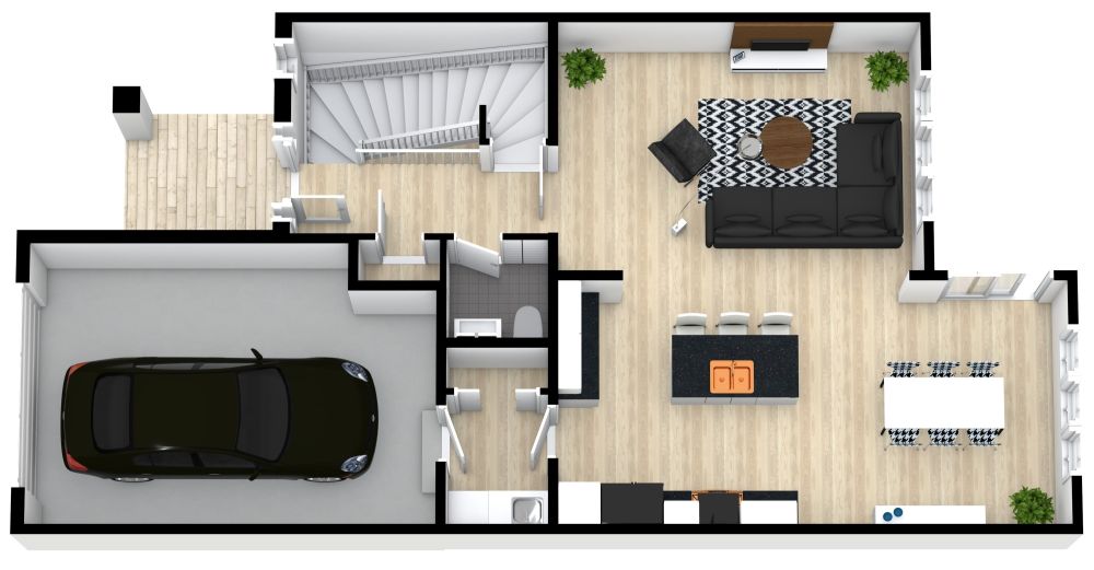 Einfacher Hausplan mit Garage