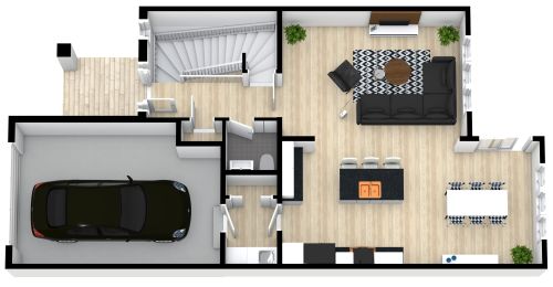 Einfacher Hausplan mit Garage