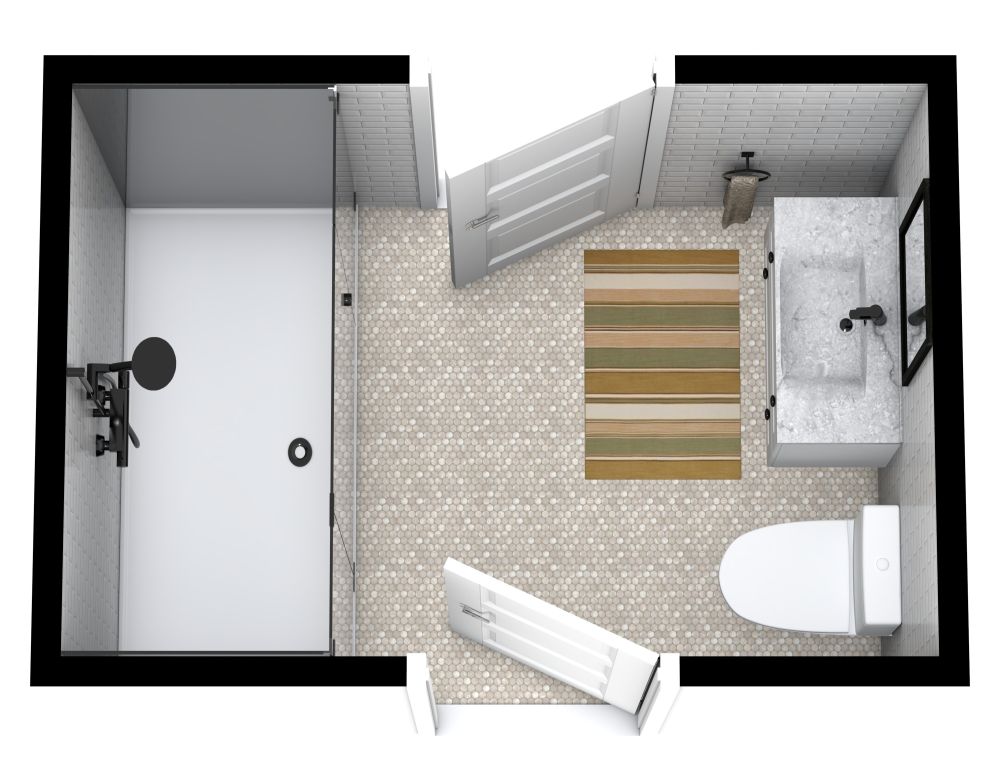 Badezimmer mit zwei Türen