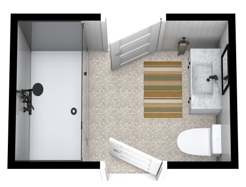 Badezimmer mit zwei Türen