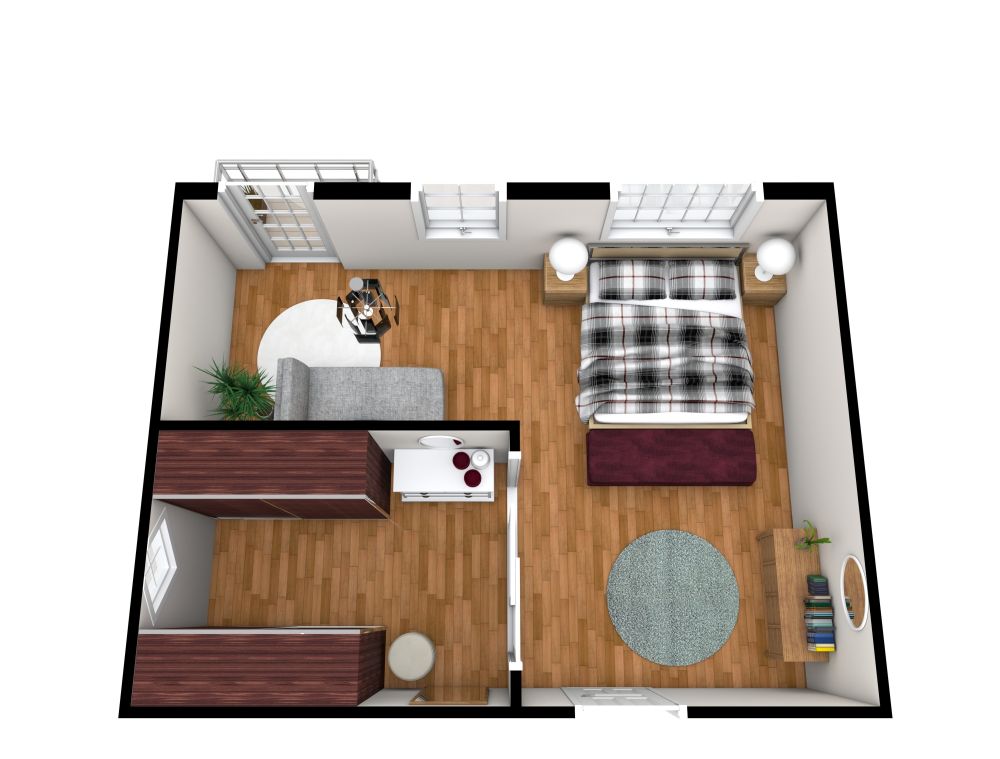 Möbel-Layout für das Schlafzimmer