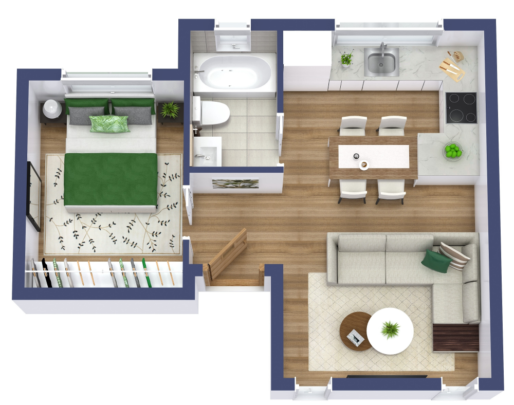 Full One Bedroom Tiny House Layout 400 Square Feet